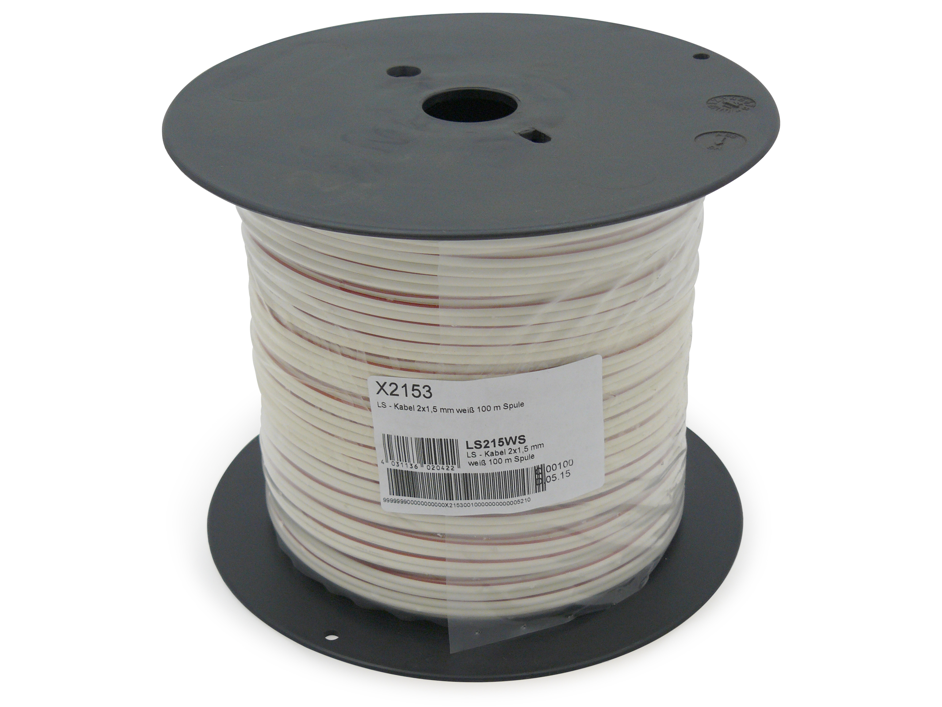LS - Kabel 2x1,5 mm weiss 100 m Spule