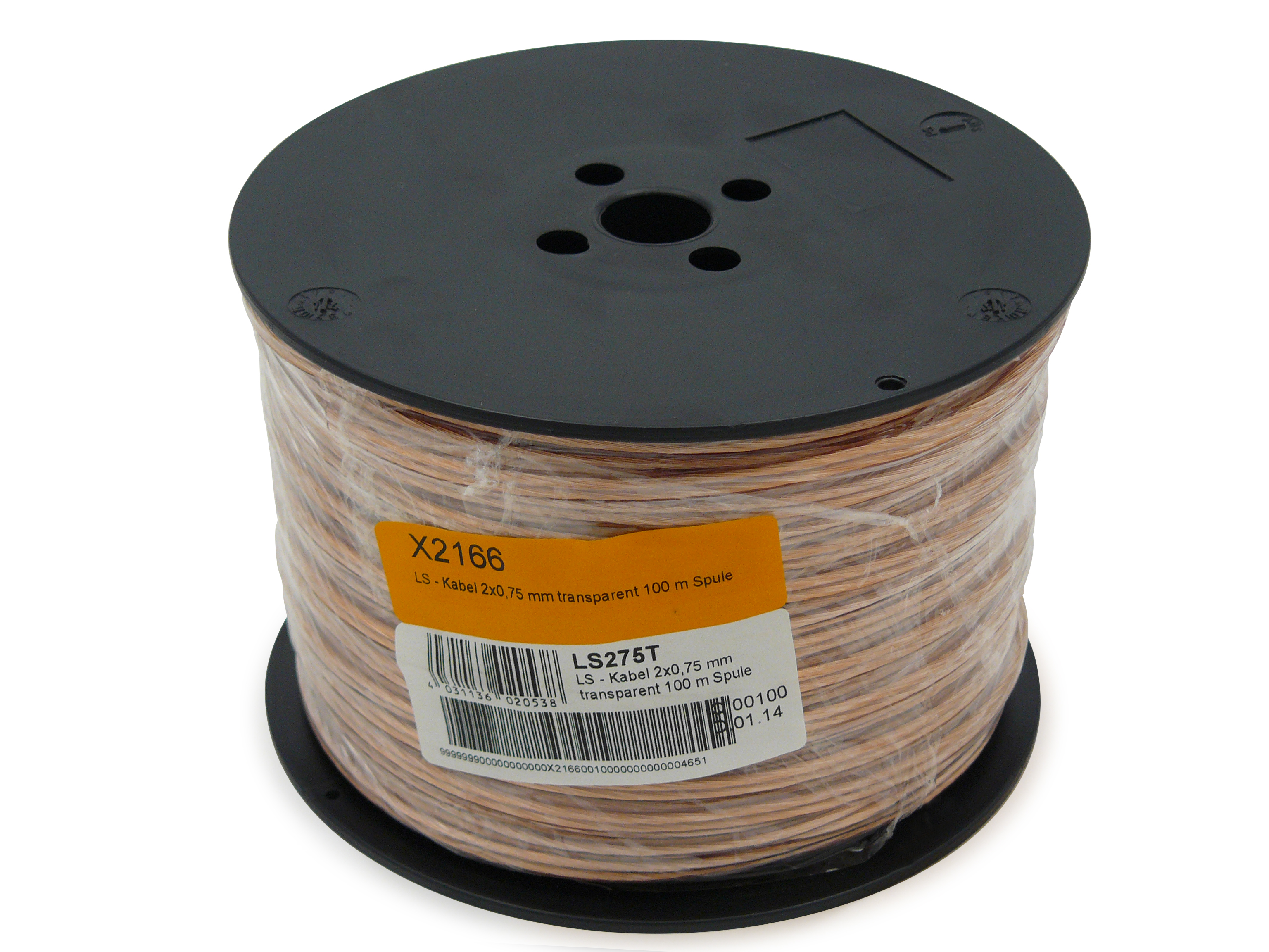 LS - Kabel 2x0,75 mm transparent 100 m Spule