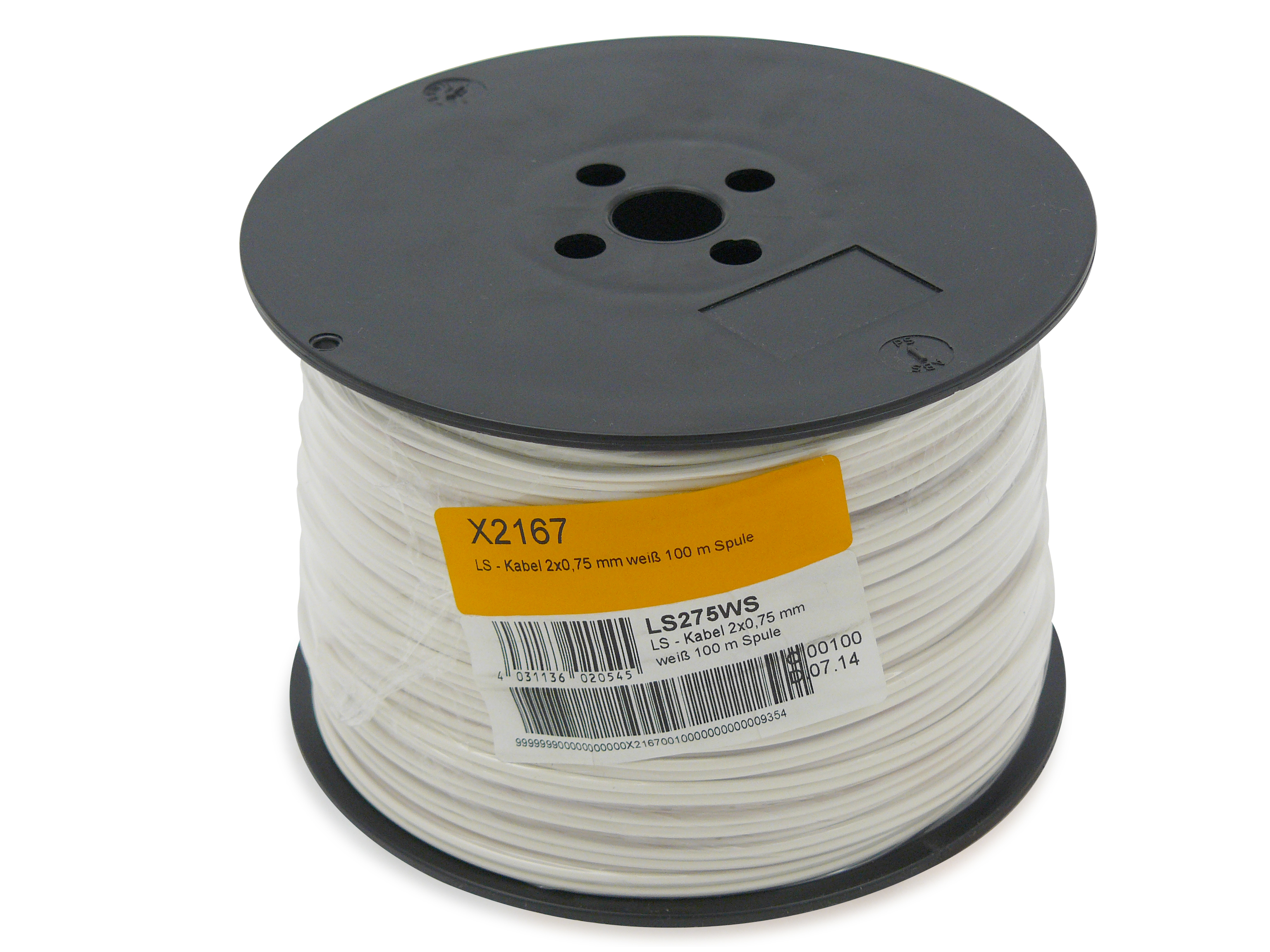 LS - Kabel 2x0,75 mm weiss 100 m Spule