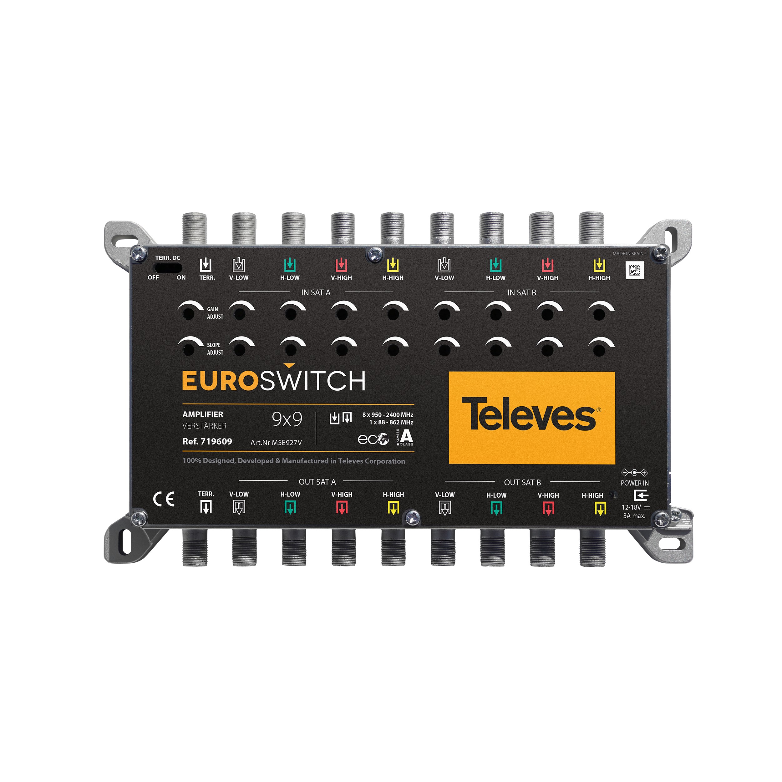 9 - fach - Verstärker 27 dB für 17 in .. EUROSWITCH - Multischalter, ohne NT
