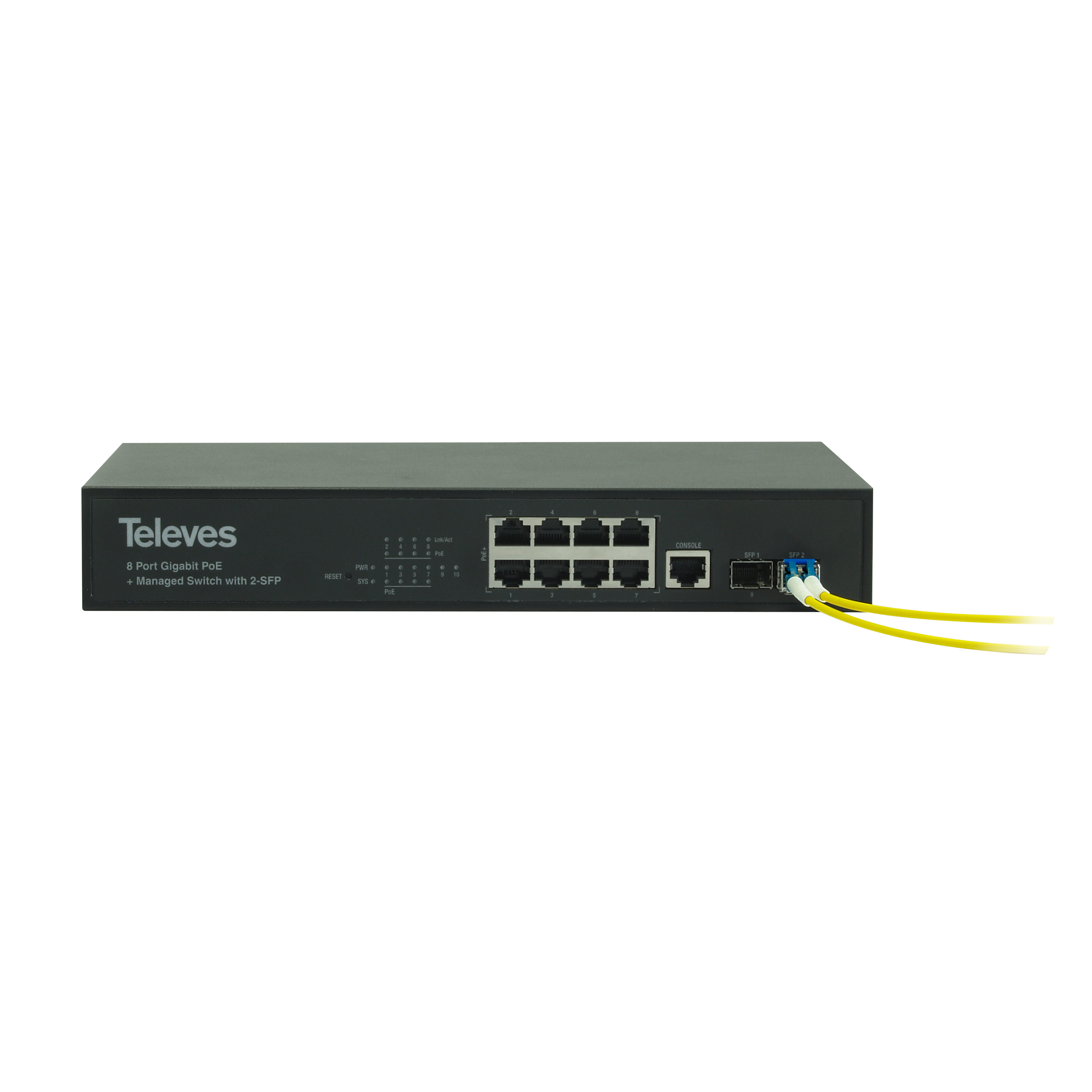 Ethernet Switch L2+: 8 x Gb Ethernet (PoE 130W) + 2 x SFP (1GbpS)