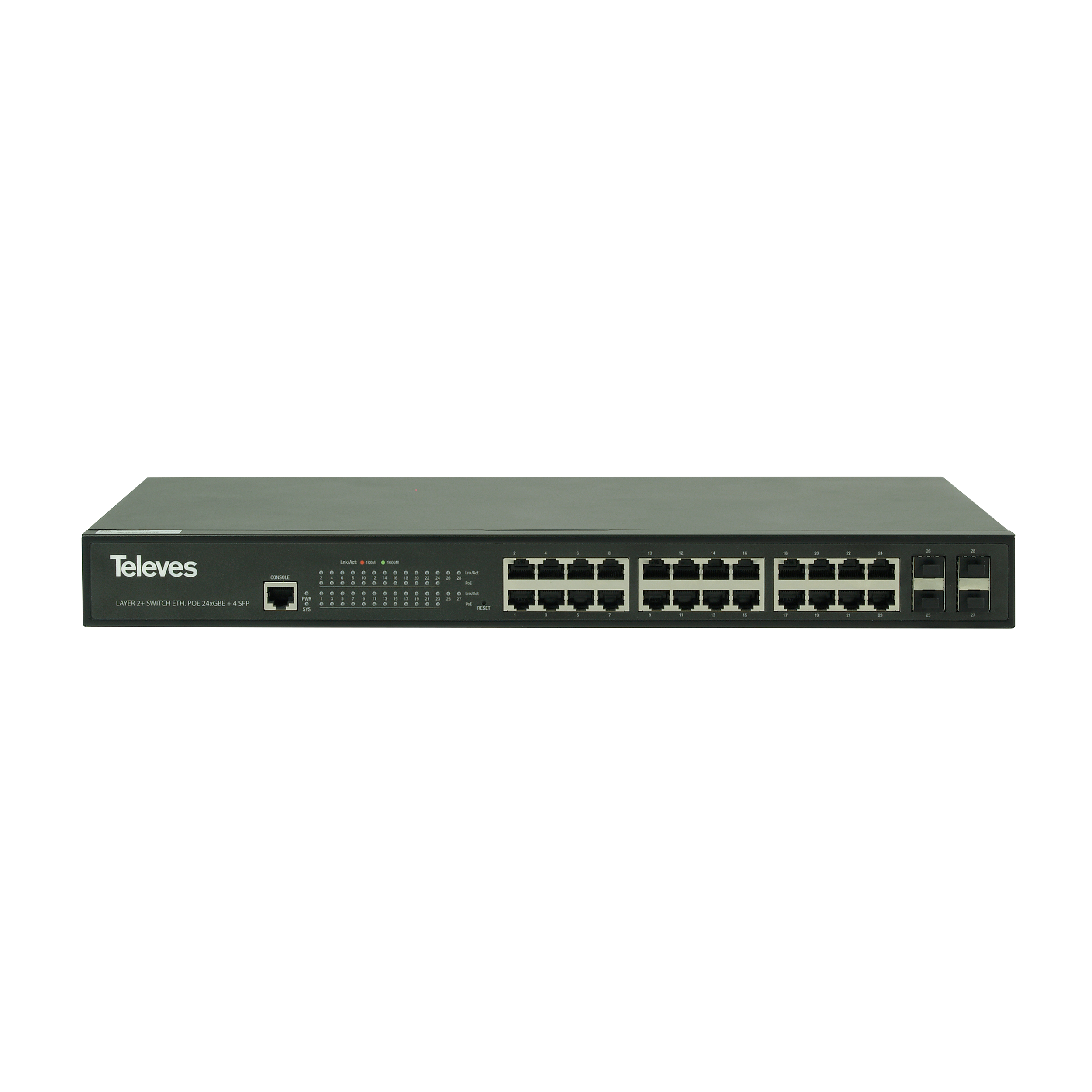 Ethernet Switch L2+: 24 x Gb Ethernet (PoE 370W) + 4 x SFP (1GbpS)